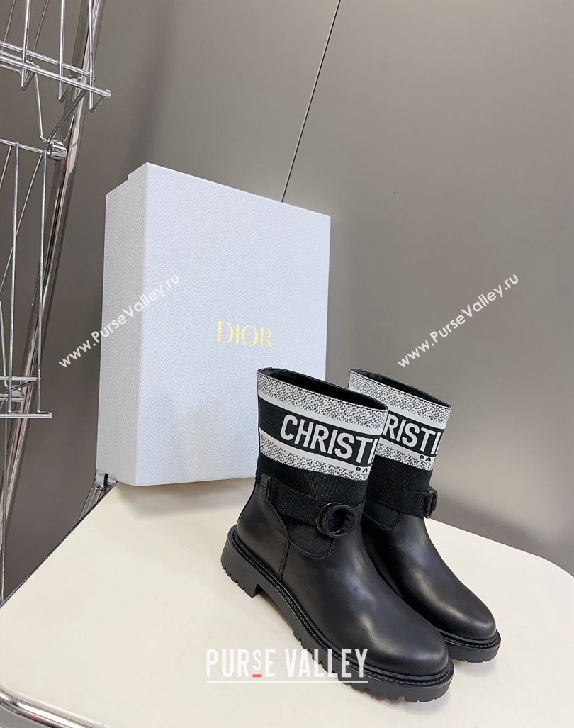 Dior D-Major Ankle Boots in Technical Fabric Black/White 2023 (modeng-23092228)