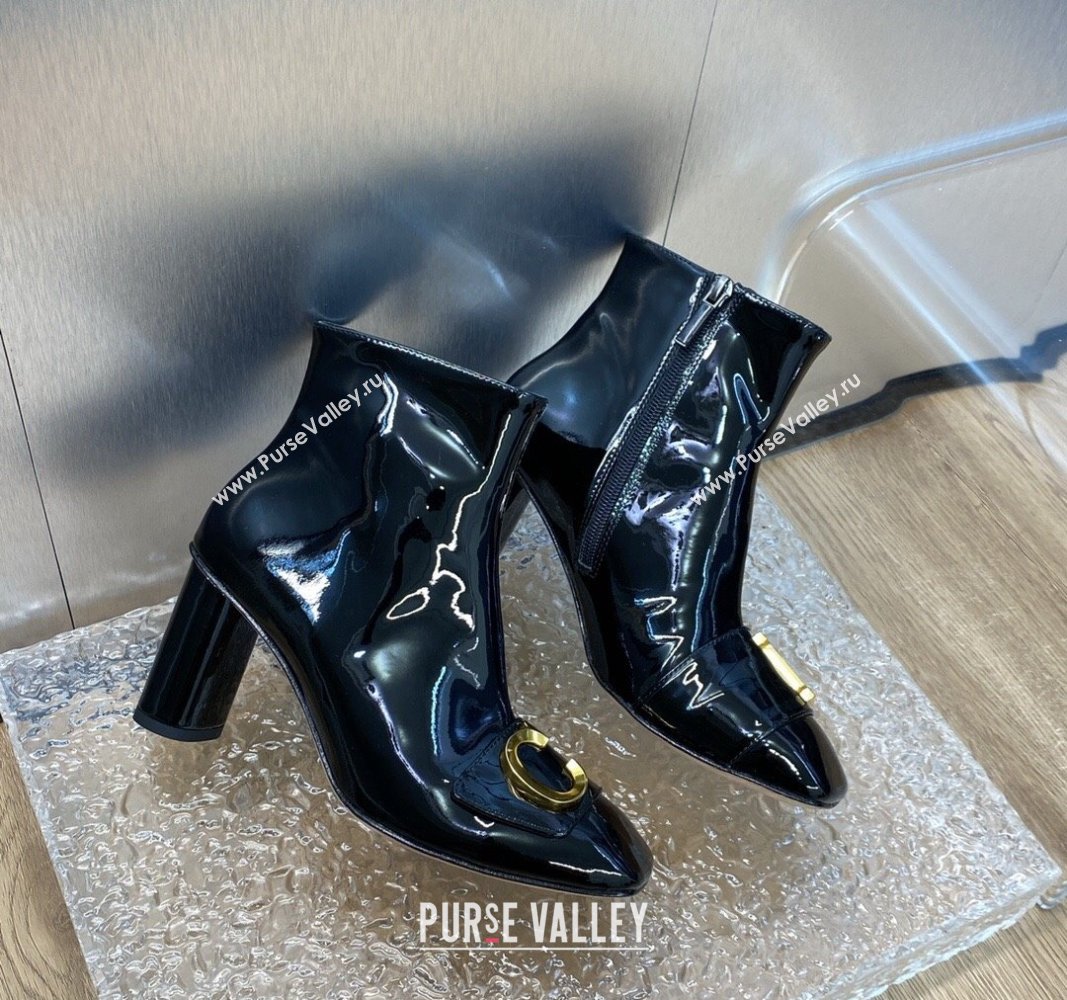 Dior Heel 8.5cm Cest Ankle Boots in Calfskin Patent Black 2023 (jincheng-23092203)