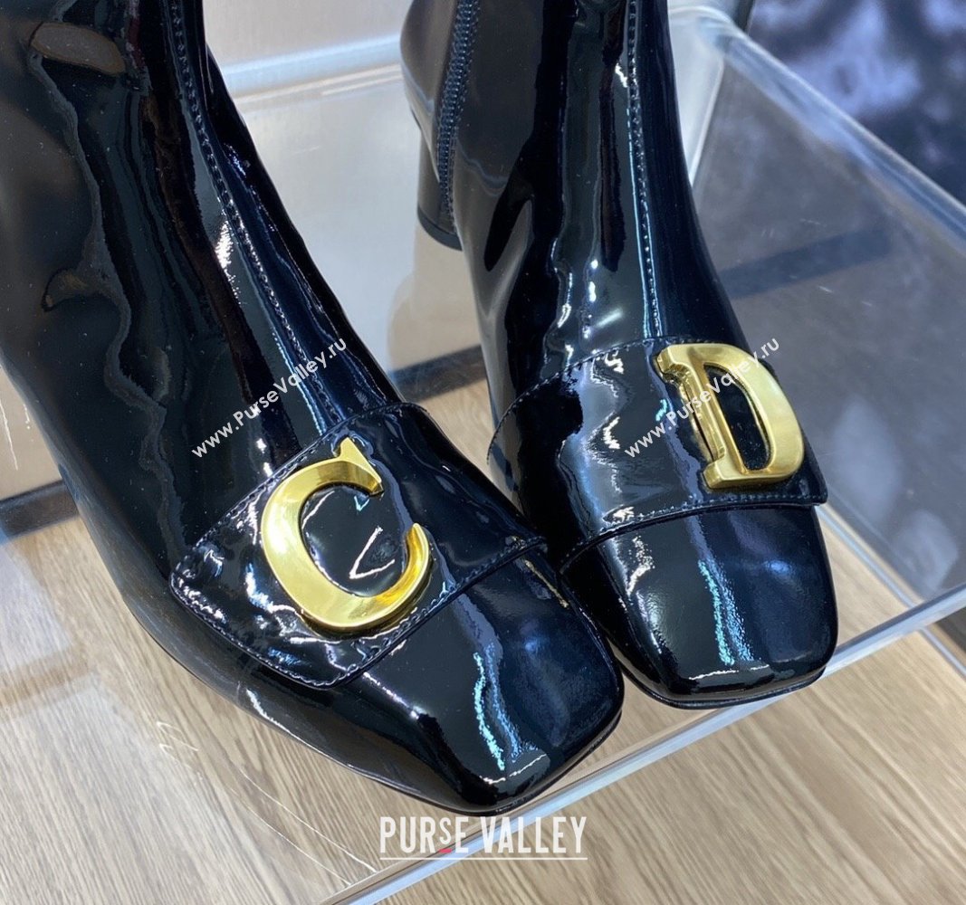 Dior Heel 8.5cm Cest Ankle Boots in Calfskin Patent Black 2023 (jincheng-23092203)