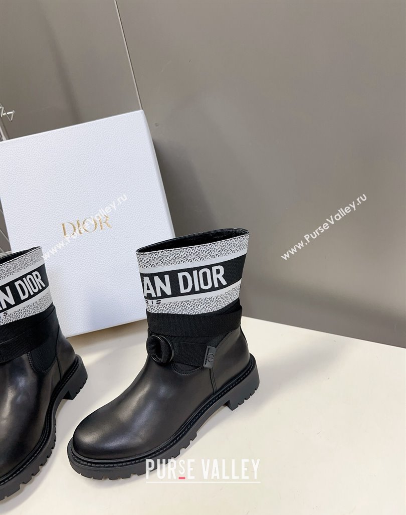 Dior D-Major Ankle Boots in Technical Fabric Black/White 2023 (modeng-23092228)