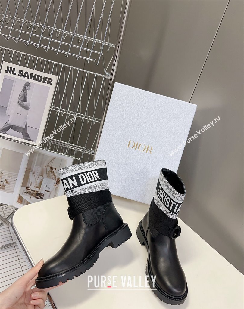 Dior D-Major Ankle Boots in Technical Fabric Black/White 2023 (modeng-23092228)