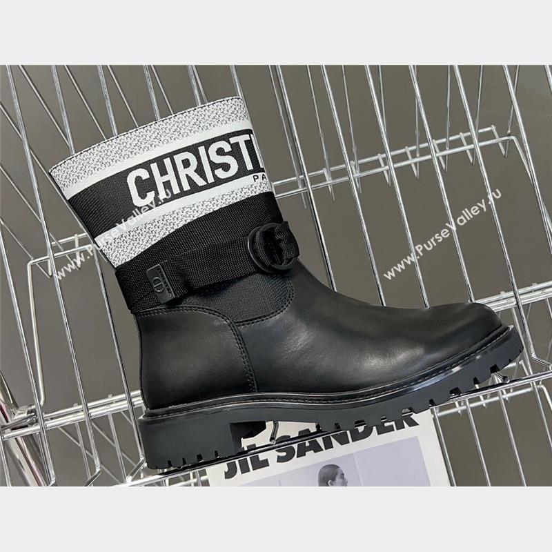 Dior D-Major Ankle Boots in Technical Fabric Black/White 2023 (modeng-23092228)