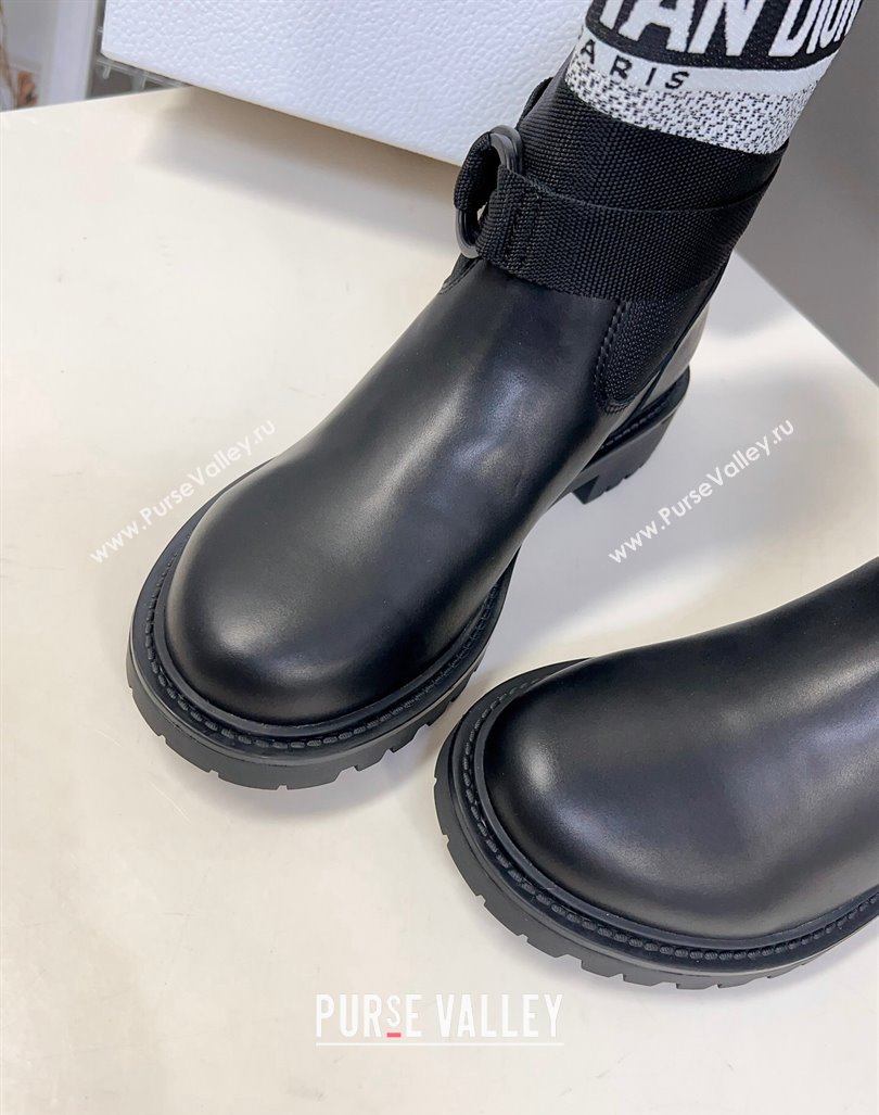 Dior D-Major Ankle Boots in Technical Fabric Black/White 2023 (modeng-23092228)