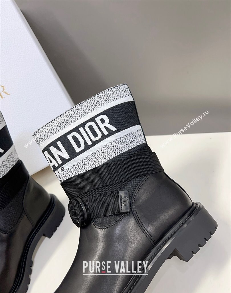 Dior D-Major Ankle Boots in Technical Fabric Black/White 2023 (modeng-23092228)
