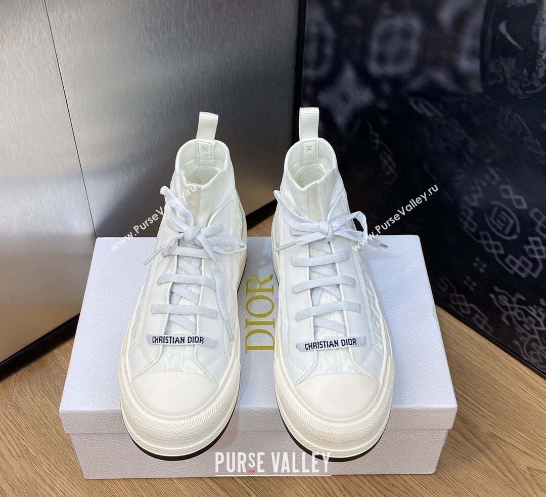 DIOR WalknDior Platform High Top Sneakers in Macrocannage Technical Mesh White 2023 (jincheng-23092506)