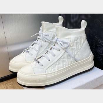 DIOR WalknDior Platform High Top Sneakers in Macrocannage Technical Mesh White 2023 (jincheng-23092506)