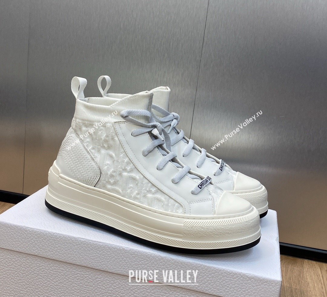 DIOR WalknDior Platform High Top Sneakers in Macrocannage Technical Mesh White 2023 (jincheng-23092506)