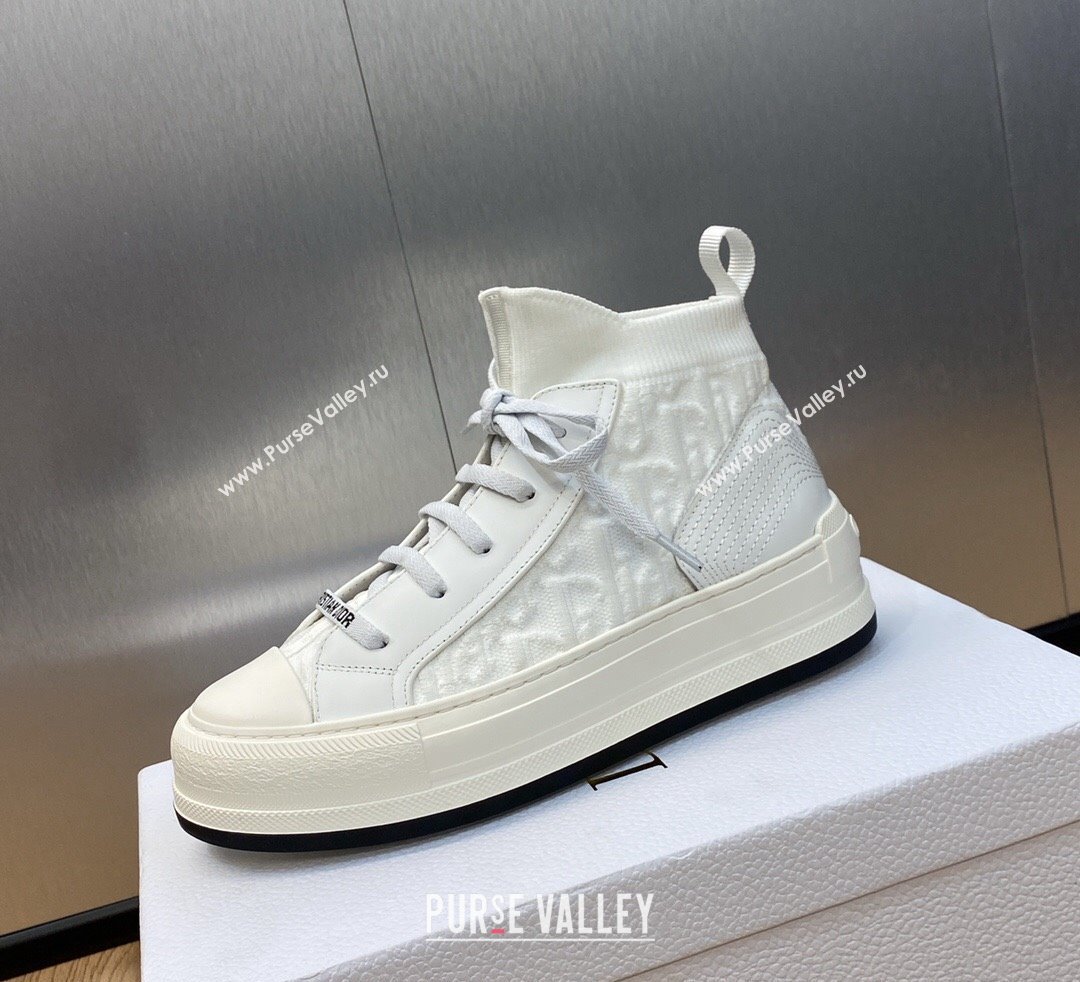 DIOR WalknDior Platform High Top Sneakers in Macrocannage Technical Mesh White 2023 (jincheng-23092506)