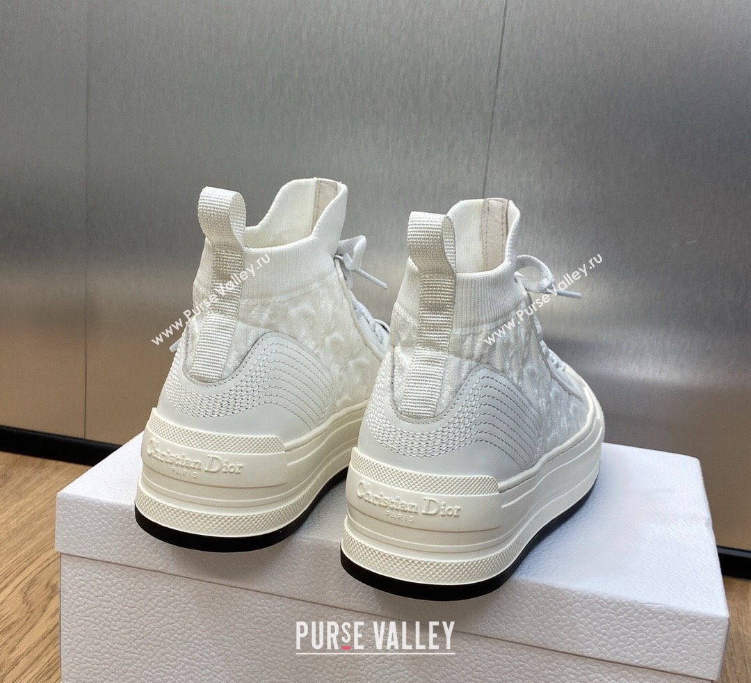 DIOR WalknDior Platform High Top Sneakers in Macrocannage Technical Mesh White 2023 (jincheng-23092506)