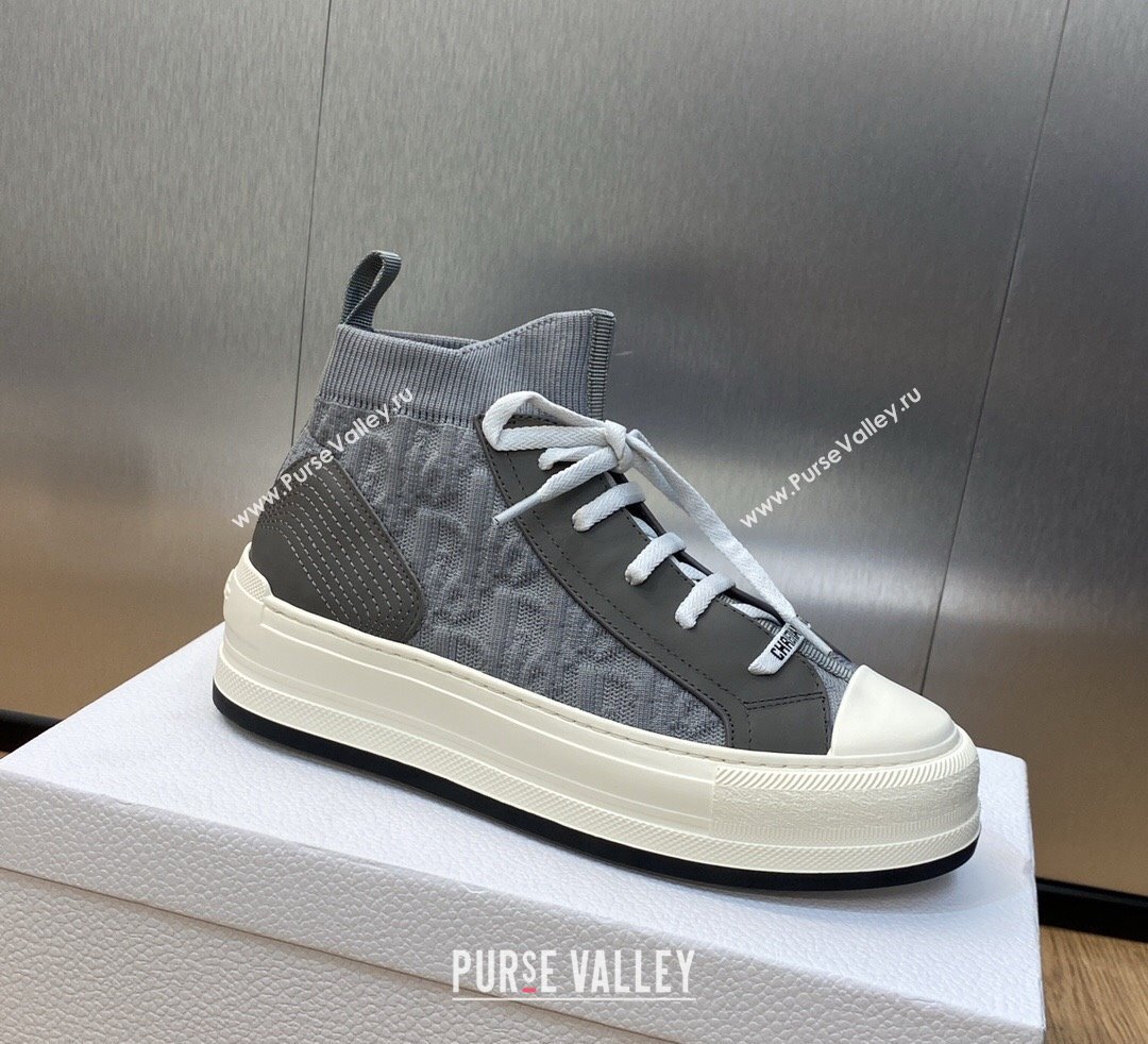 DIOR WalknDior Platform High Top Sneakers in Macrocannage Technical Mesh Gray 2023 (jincheng-23092507)