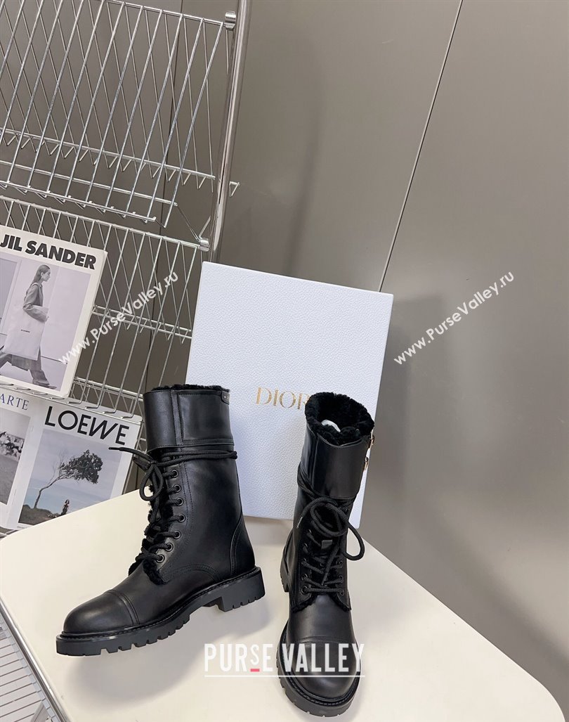Dior D-Trap Ankle Boots in Calfskin and Shearling Black 2023 (modeng-23092231)