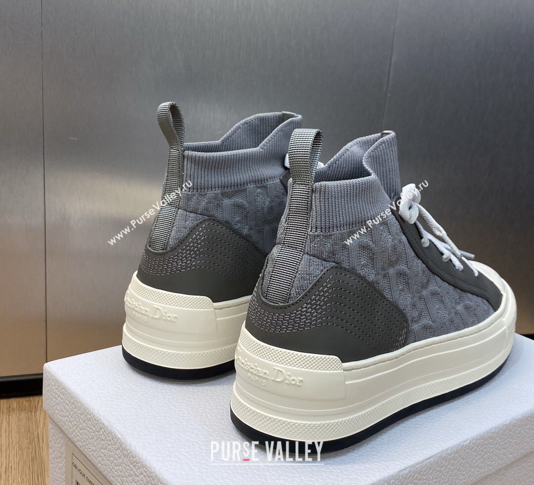 DIOR WalknDior Platform High Top Sneakers in Macrocannage Technical Mesh Gray 2023 (jincheng-23092507)