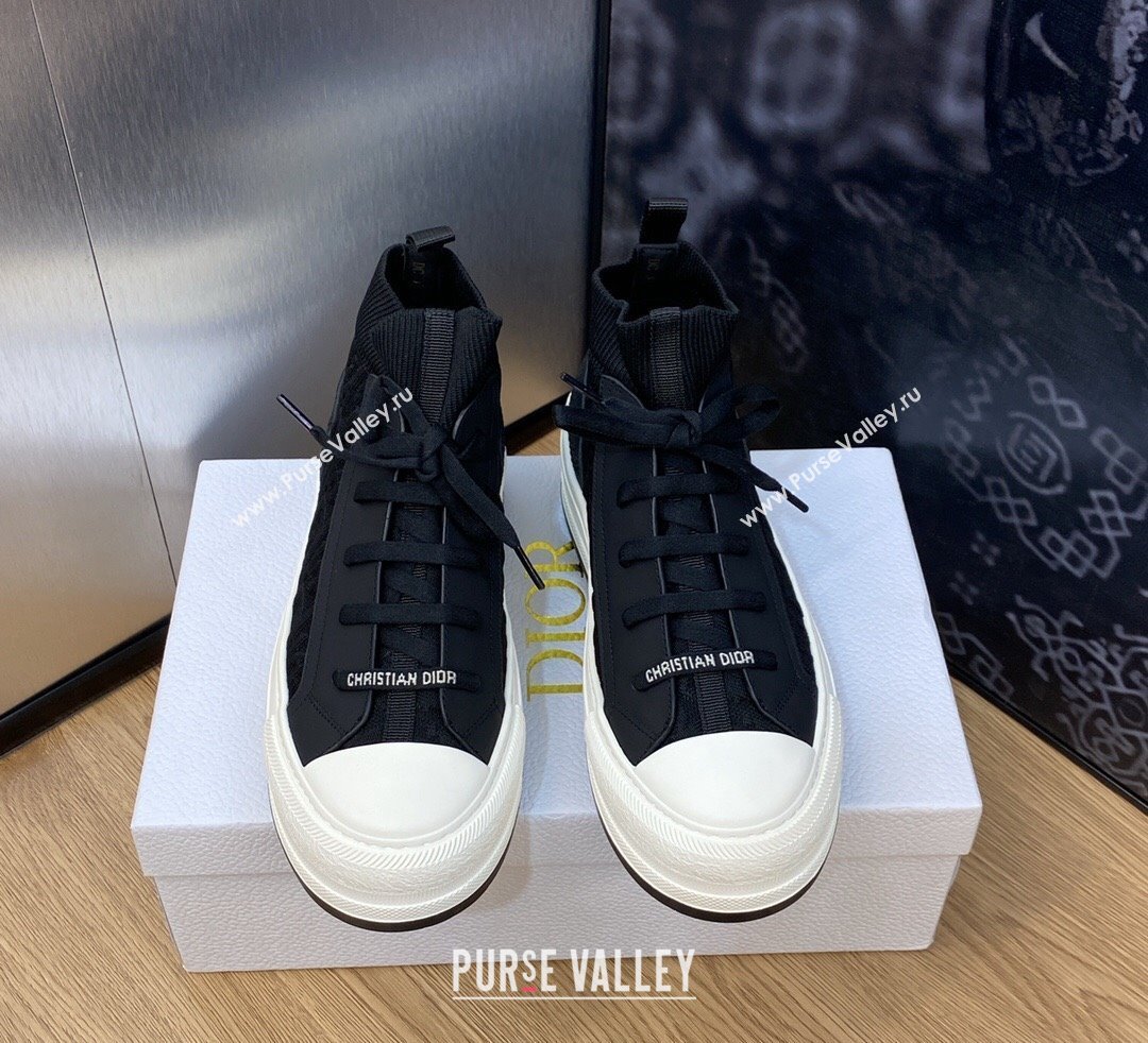 DIOR WalknDior Platform High Top Sneakers in Macrocannage Technical Mesh Black 2023 (jincheng-23092505)