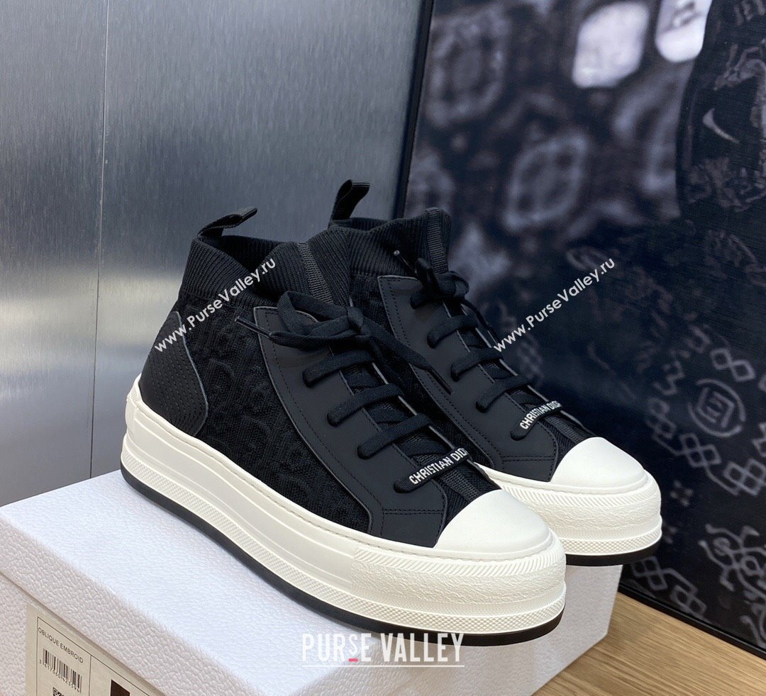 DIOR WalknDior Platform High Top Sneakers in Macrocannage Technical Mesh Black 2023 (jincheng-23092505)