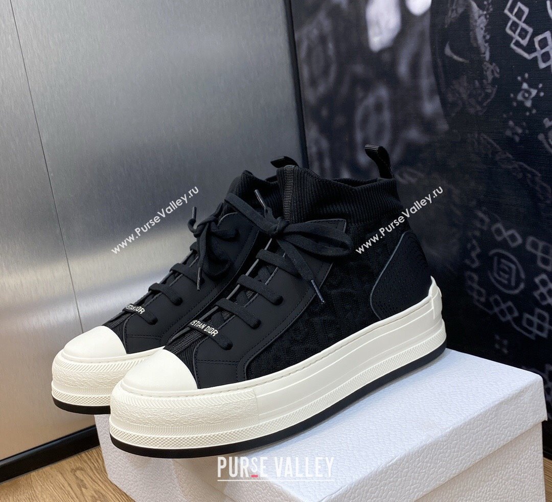 DIOR WalknDior Platform High Top Sneakers in Macrocannage Technical Mesh Black 2023 (jincheng-23092505)