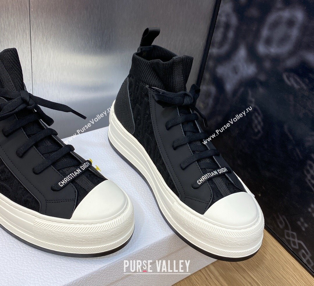 DIOR WalknDior Platform High Top Sneakers in Macrocannage Technical Mesh Black 2023 (jincheng-23092505)