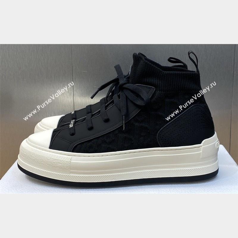 DIOR WalknDior Platform High Top Sneakers in Macrocannage Technical Mesh Black 2023 (jincheng-23092505)