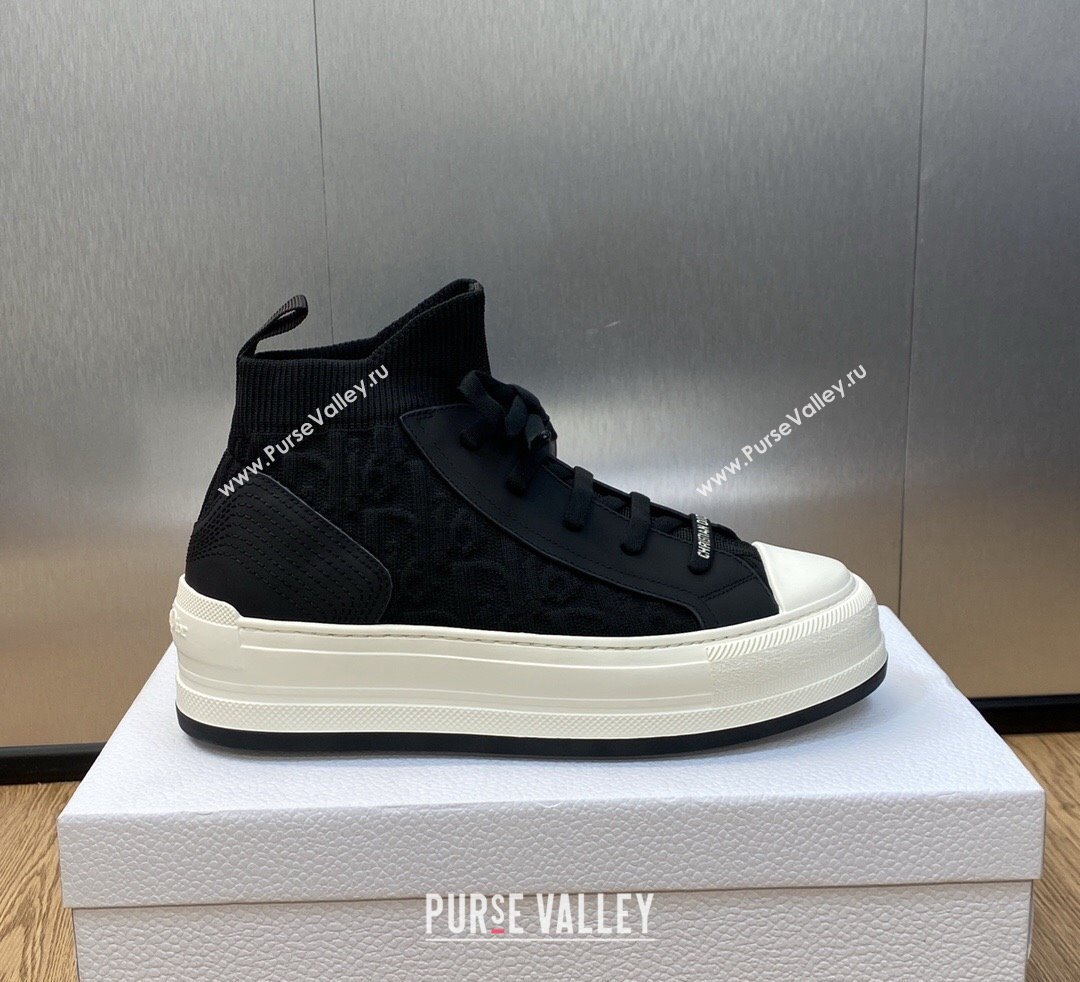 DIOR WalknDior Platform High Top Sneakers in Macrocannage Technical Mesh Black 2023 (jincheng-23092505)