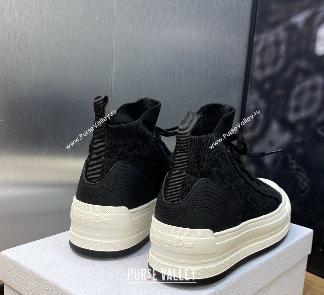 DIOR WalknDior Platform High Top Sneakers in Macrocannage Technical Mesh Black 2023 (jincheng-23092505)