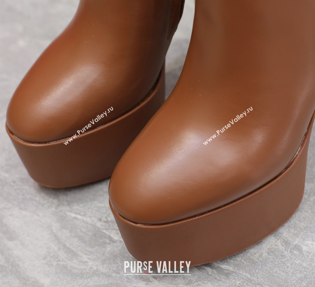 Valentino Heel 15.5cm Platform 4cm Tan-Go platform ankle boots in calfskin Brown 2023 (hongyang-23092613)