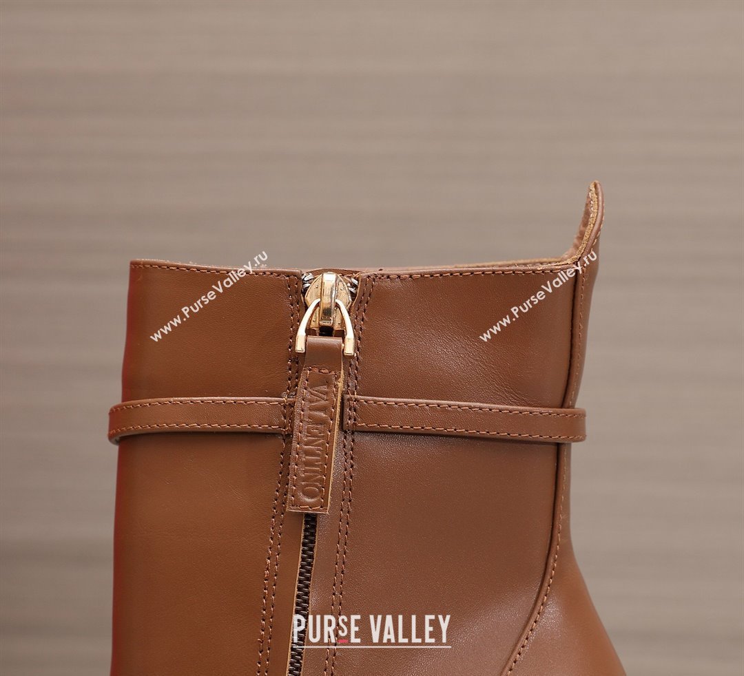 Valentino Heel 15.5cm Platform 4cm Tan-Go platform ankle boots in calfskin Brown 2023 (hongyang-23092613)