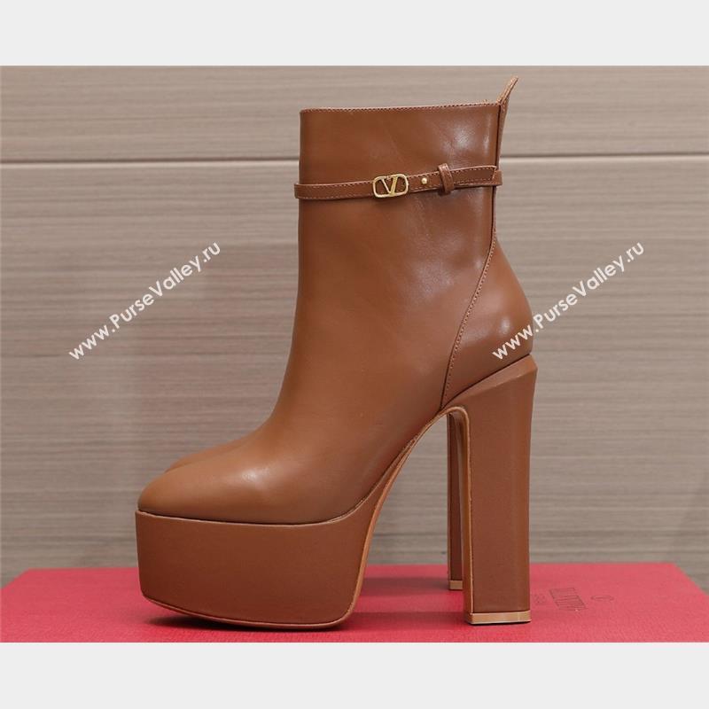 Valentino Heel 15.5cm Platform 4cm Tan-Go platform ankle boots in calfskin Brown 2023 (hongyang-23092613)