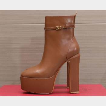 Valentino Heel 15.5cm Platform 4cm Tan-Go platform ankle boots in calfskin Brown 2023 (hongyang-23092613)