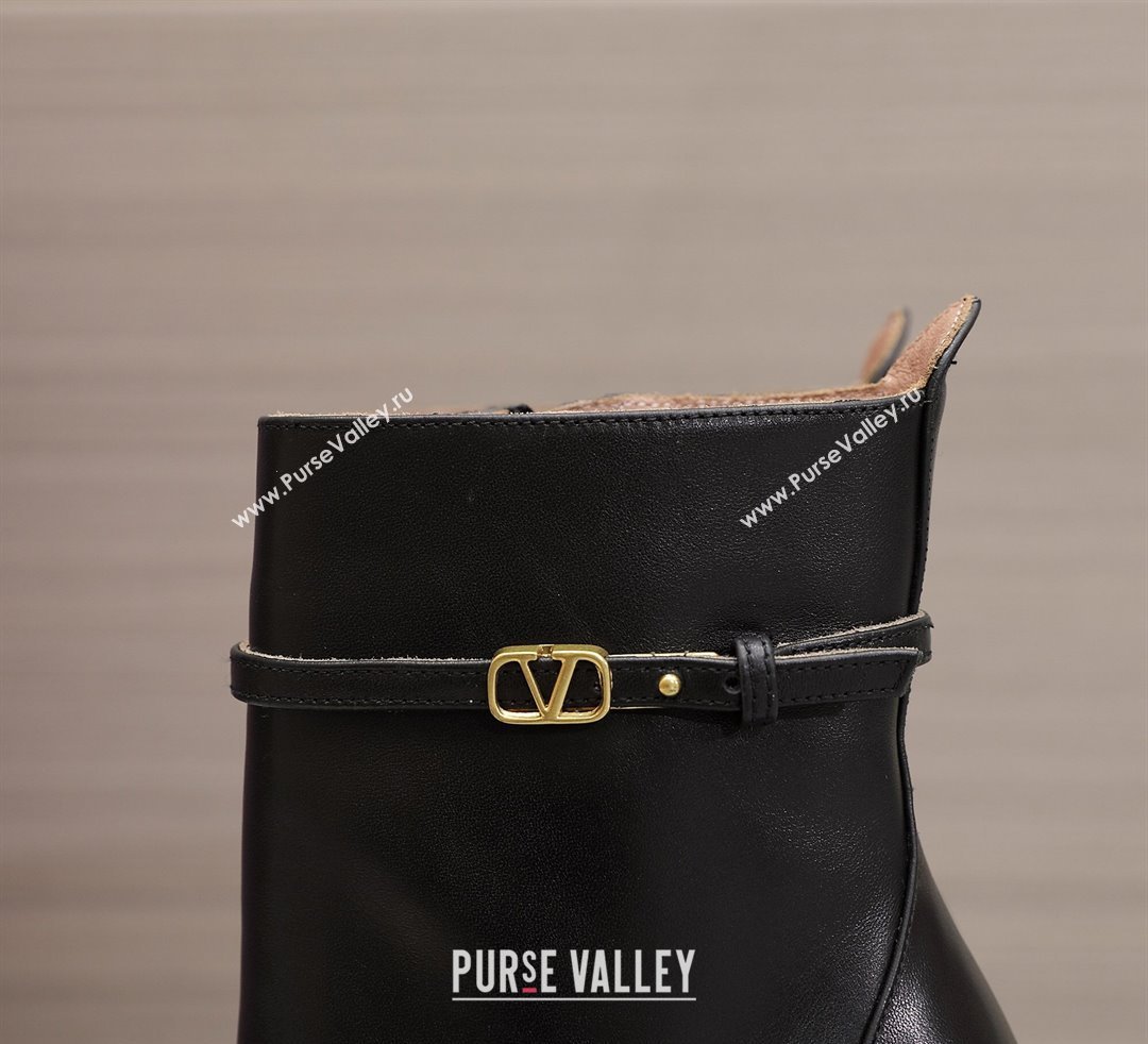 Valentino Heel 15.5cm Platform 4cm Tan-Go platform ankle boots in calfskin Black 2023 (hongyang-23092611)