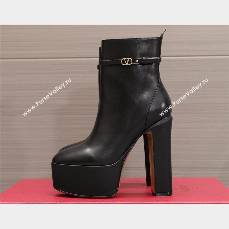 Valentino Heel 15.5cm Platform 4cm Tan-Go platform ankle boots in calfskin Black 2023 (hongyang-23092611)