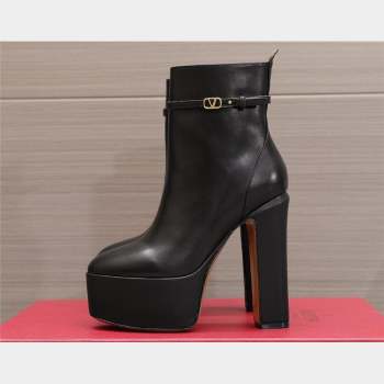 Valentino Heel 15.5cm Platform 4cm Tan-Go platform ankle boots in calfskin Black 2023 (hongyang-23092611)