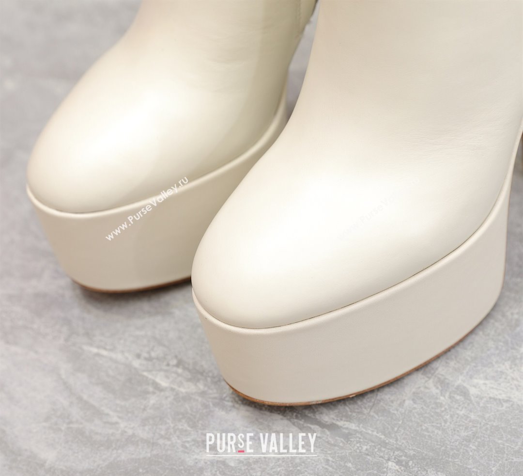 Valentino Heel 15.5cm Platform 4cm Tan-Go platform ankle boots in calfskin White 2023 (hongyang-23092612)