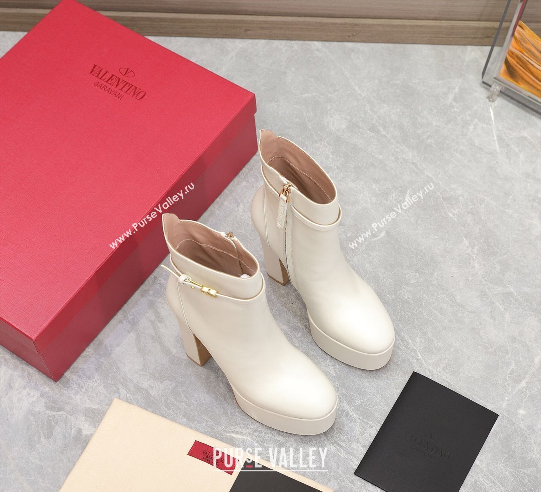 Valentino Heel 15.5cm Platform 4cm Tan-Go platform ankle boots in calfskin White 2023 (hongyang-23092612)