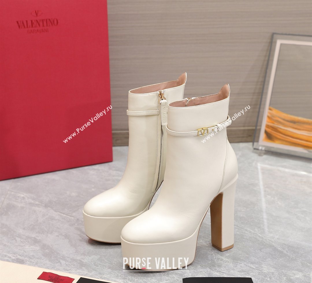 Valentino Heel 15.5cm Platform 4cm Tan-Go platform ankle boots in calfskin White 2023 (hongyang-23092612)