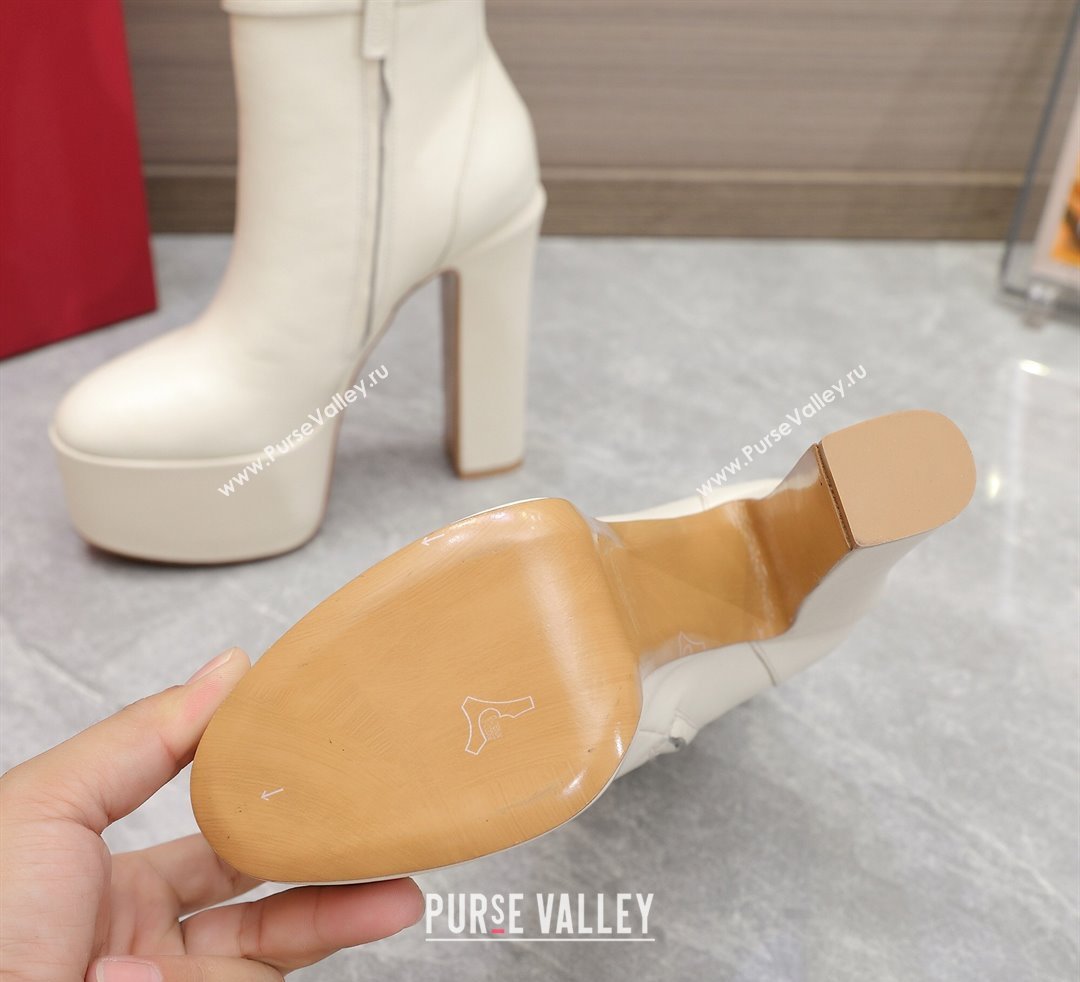 Valentino Heel 15.5cm Platform 4cm Tan-Go platform ankle boots in calfskin White 2023 (hongyang-23092612)