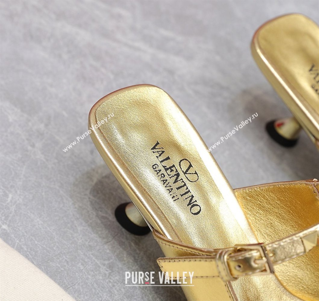 Valentino Heel 5cm Rockstud Couture Mules in Mirror Gold (hongyang-23101247)