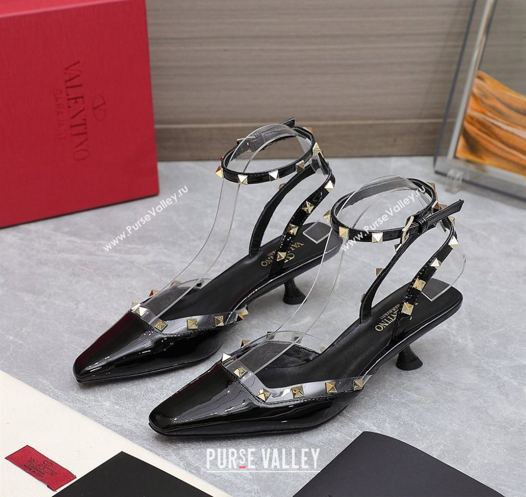 Valentino Heel 5cm Rockstud Couture Pumps in patent leather Black (hongyang-23101236)