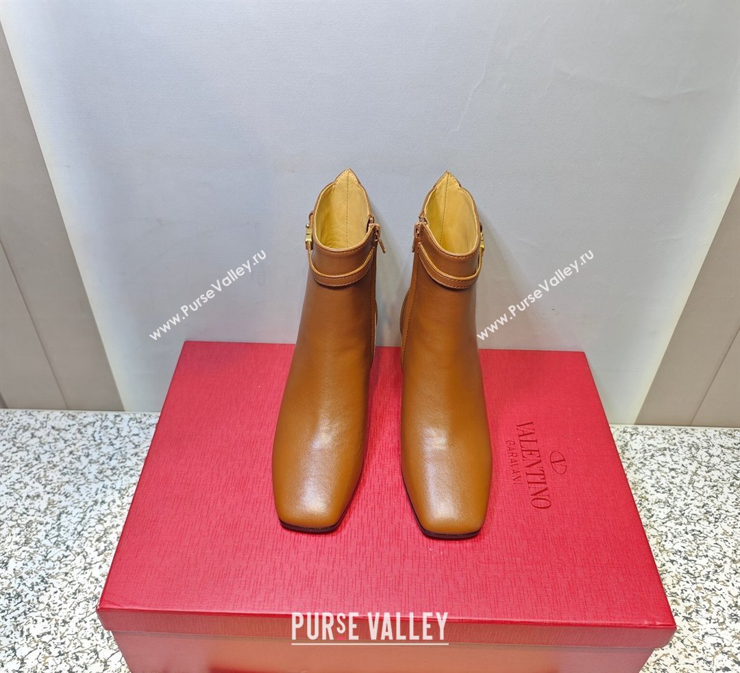 Valentino Heel 4.5cm Tan-Go Ankle boots in calfskin leather Brown 2023 (hongyang-23092608)
