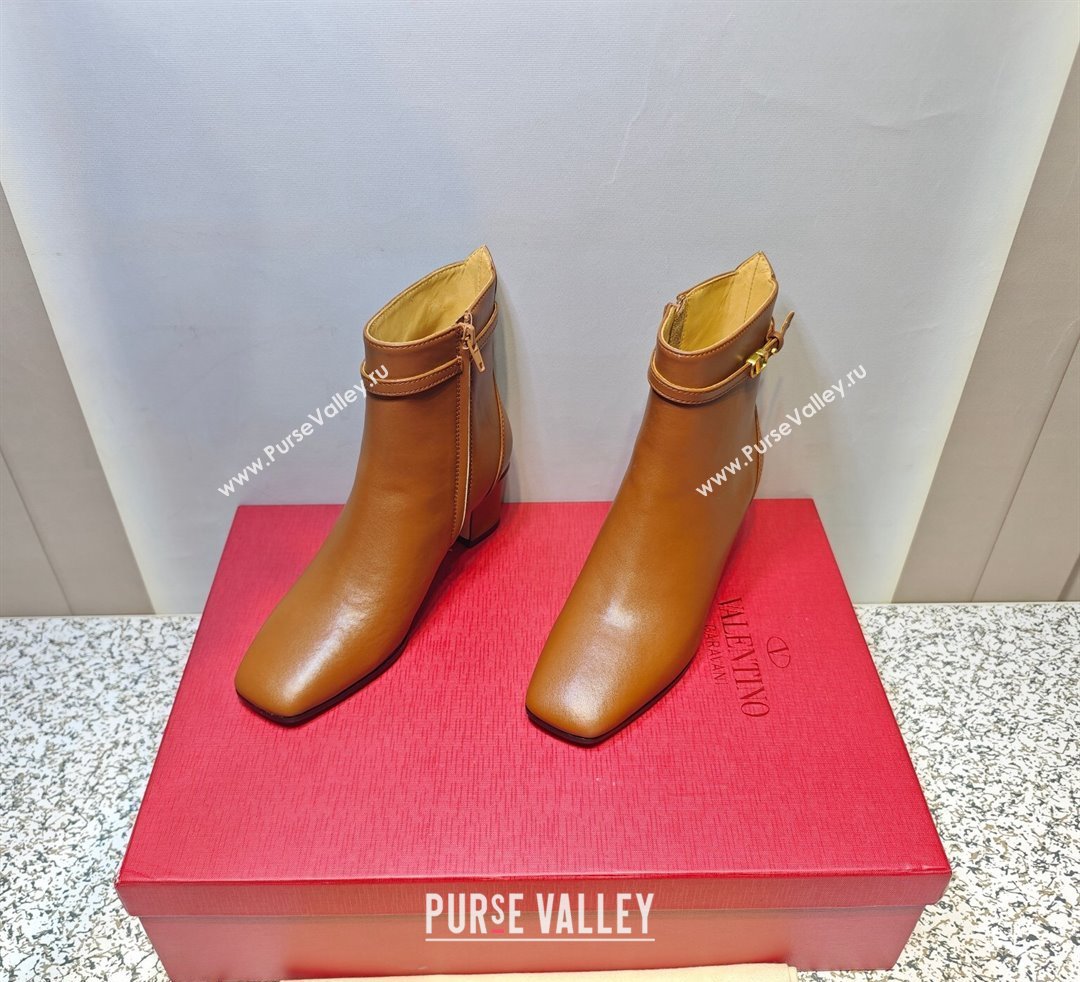 Valentino Heel 4.5cm Tan-Go Ankle boots in calfskin leather Brown 2023 (hongyang-23092608)