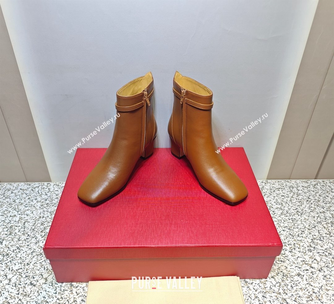 Valentino Heel 4.5cm Tan-Go Ankle boots in calfskin leather Brown 2023 (hongyang-23092608)