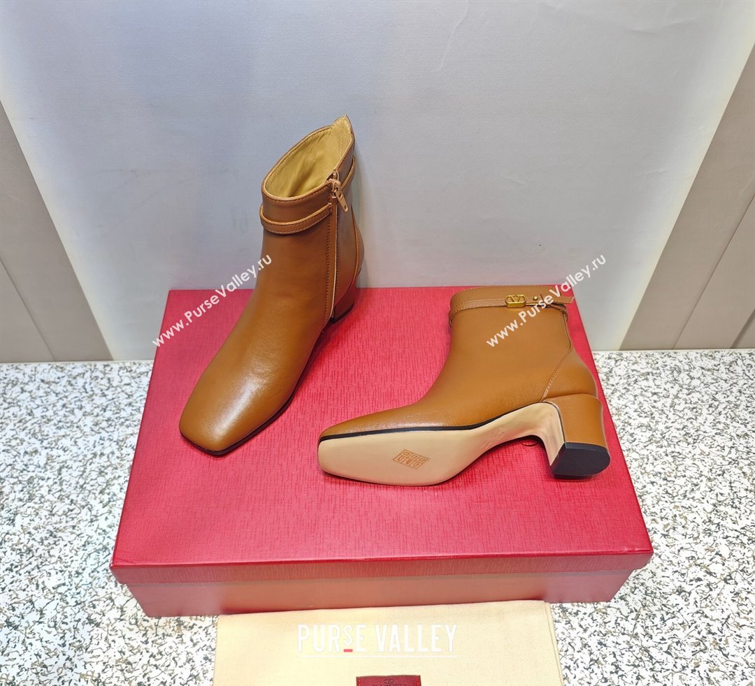 Valentino Heel 4.5cm Tan-Go Ankle boots in calfskin leather Brown 2023 (hongyang-23092608)
