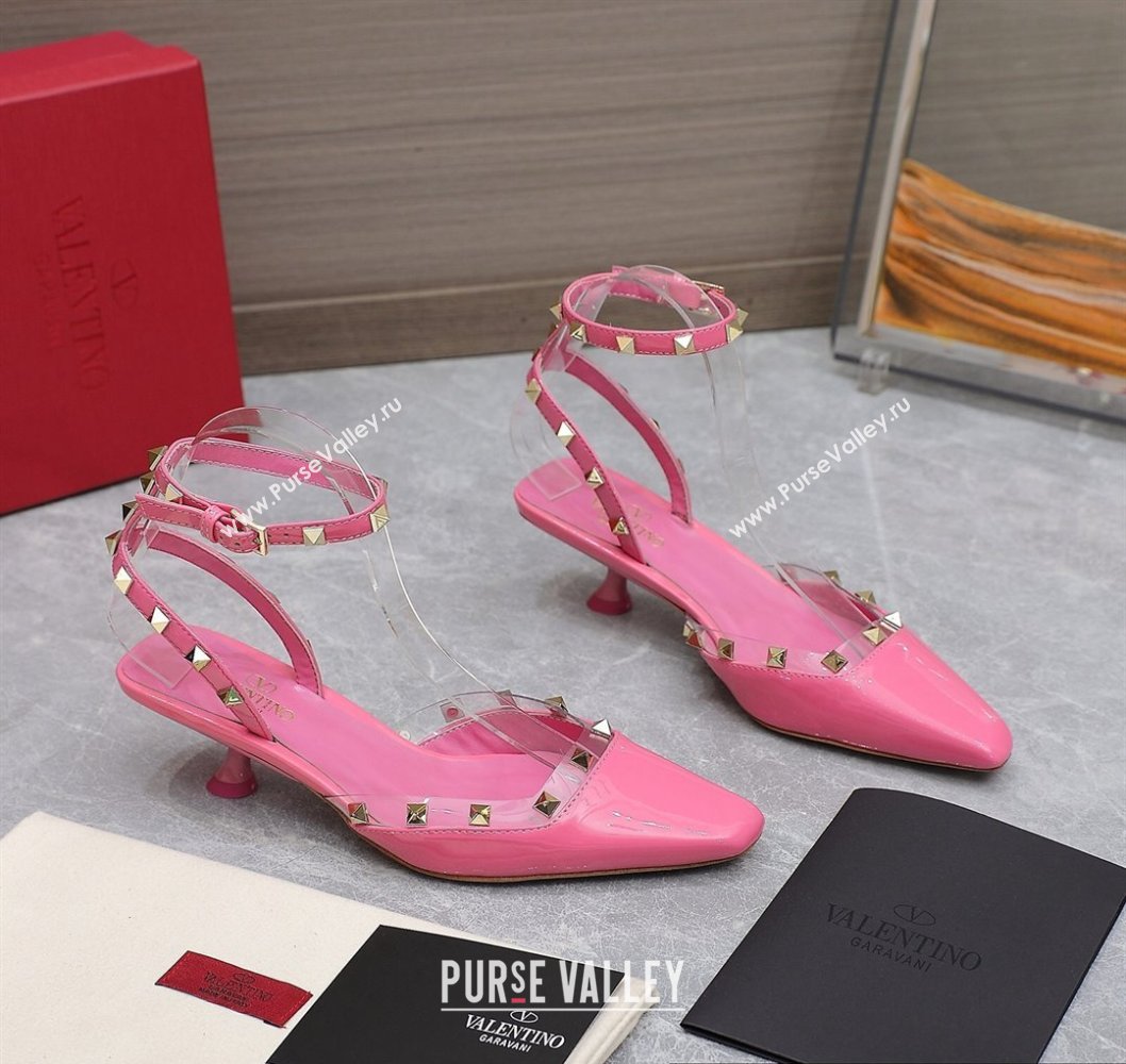 Valentino Heel 5cm Rockstud Couture Pumps in patent leather Pink (hongyang-23101238)