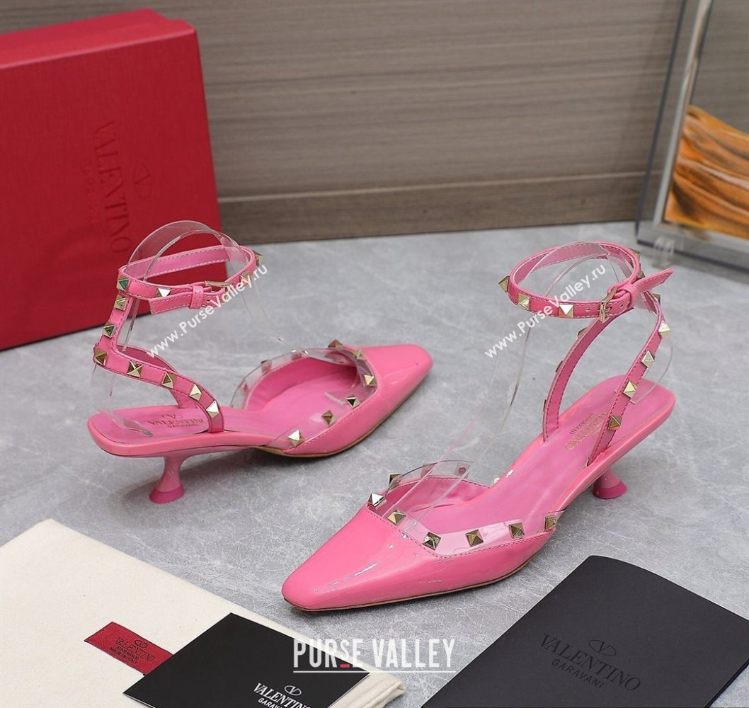 Valentino Heel 5cm Rockstud Couture Pumps in patent leather Pink (hongyang-23101238)