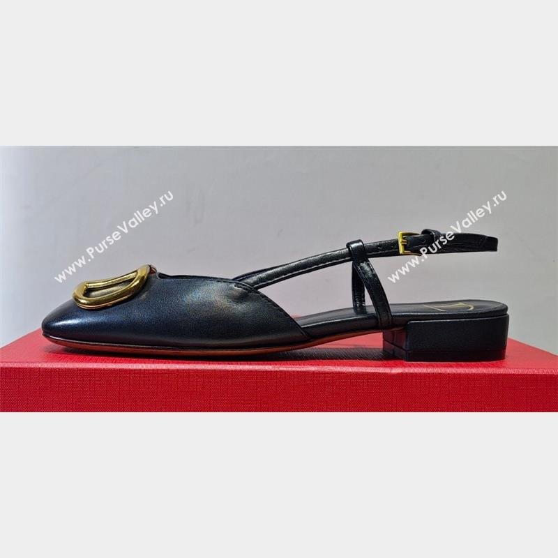 Valentino VLogo Signature Slingback ballerina Flats in leather Black (hongyang-23101214)