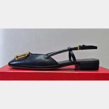 Valentino VLogo Signature Slingback ballerina Flats in leather Black (hongyang-23101214)