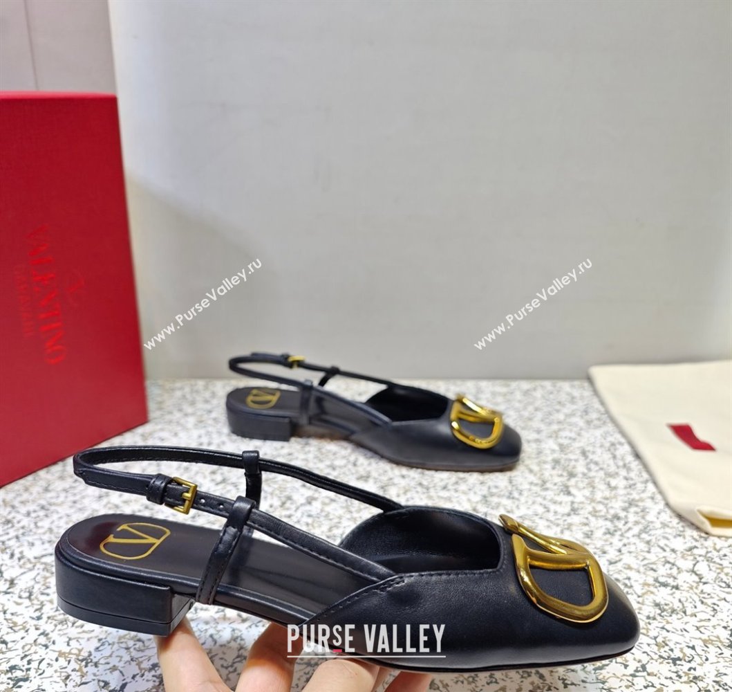 Valentino VLogo Signature Slingback ballerina Flats in leather Black (hongyang-23101214)