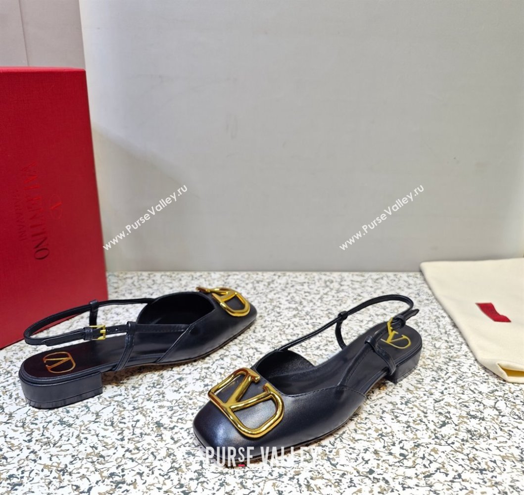 Valentino VLogo Signature Slingback ballerina Flats in leather Black (hongyang-23101214)