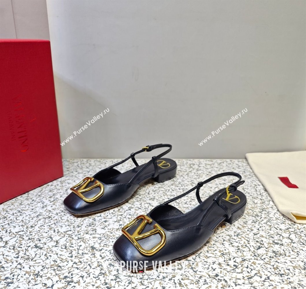 Valentino VLogo Signature Slingback ballerina Flats in leather Black (hongyang-23101214)