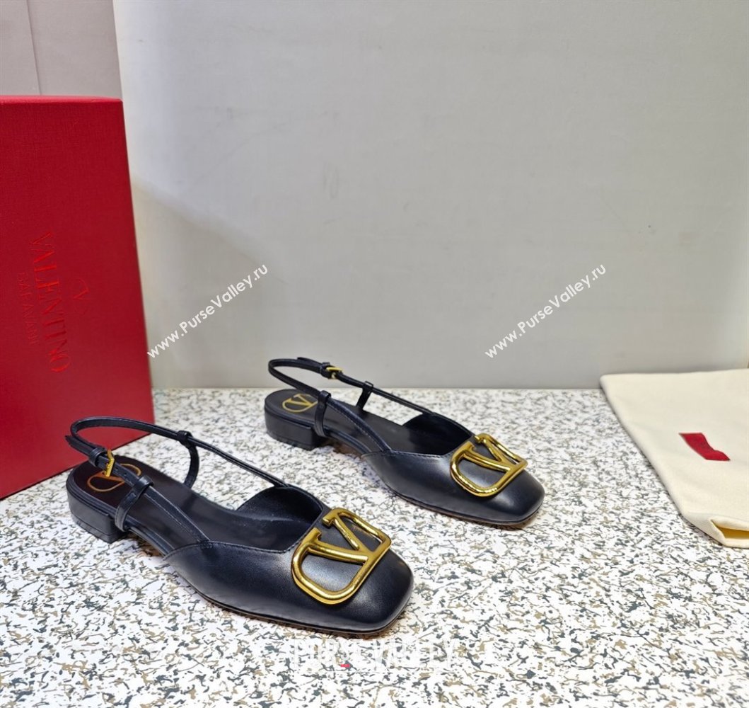 Valentino VLogo Signature Slingback ballerina Flats in leather Black (hongyang-23101214)