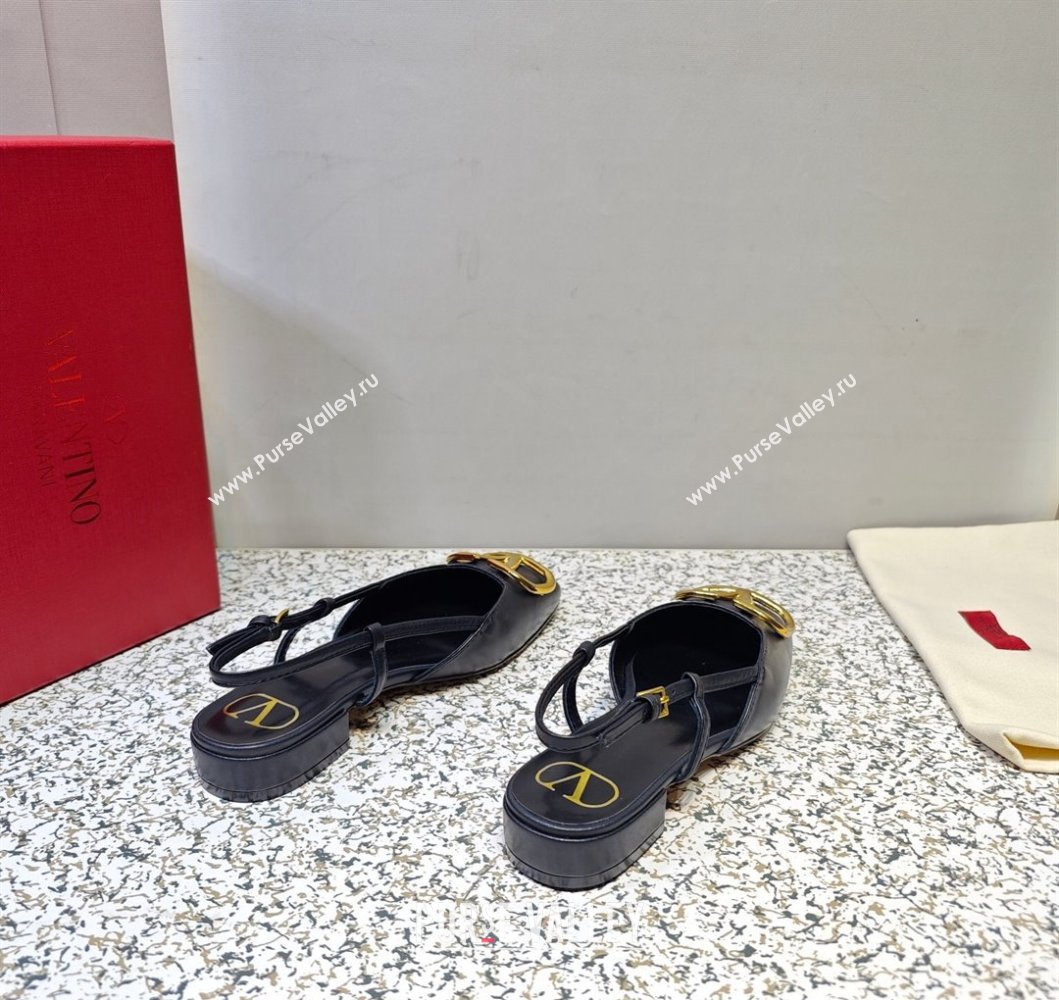 Valentino VLogo Signature Slingback ballerina Flats in leather Black (hongyang-23101214)