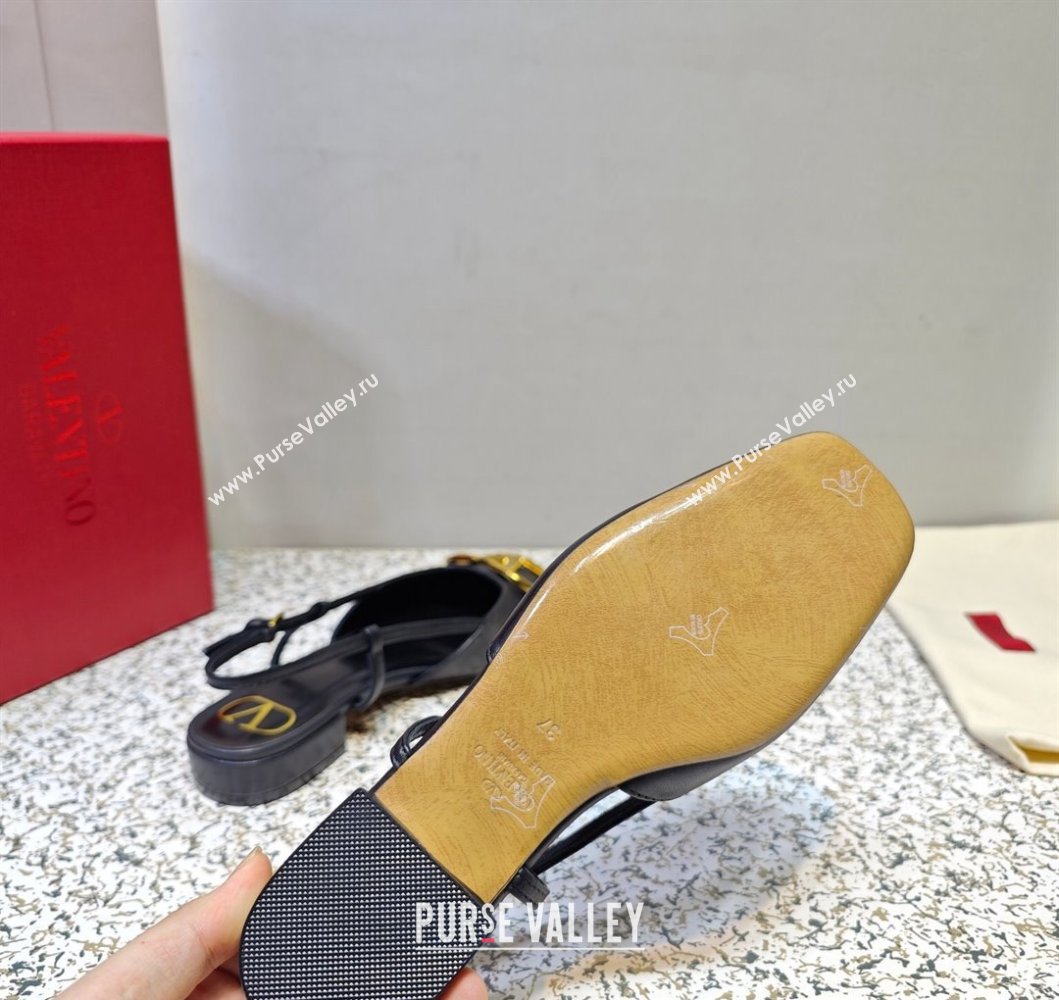 Valentino VLogo Signature Slingback ballerina Flats in leather Black (hongyang-23101214)